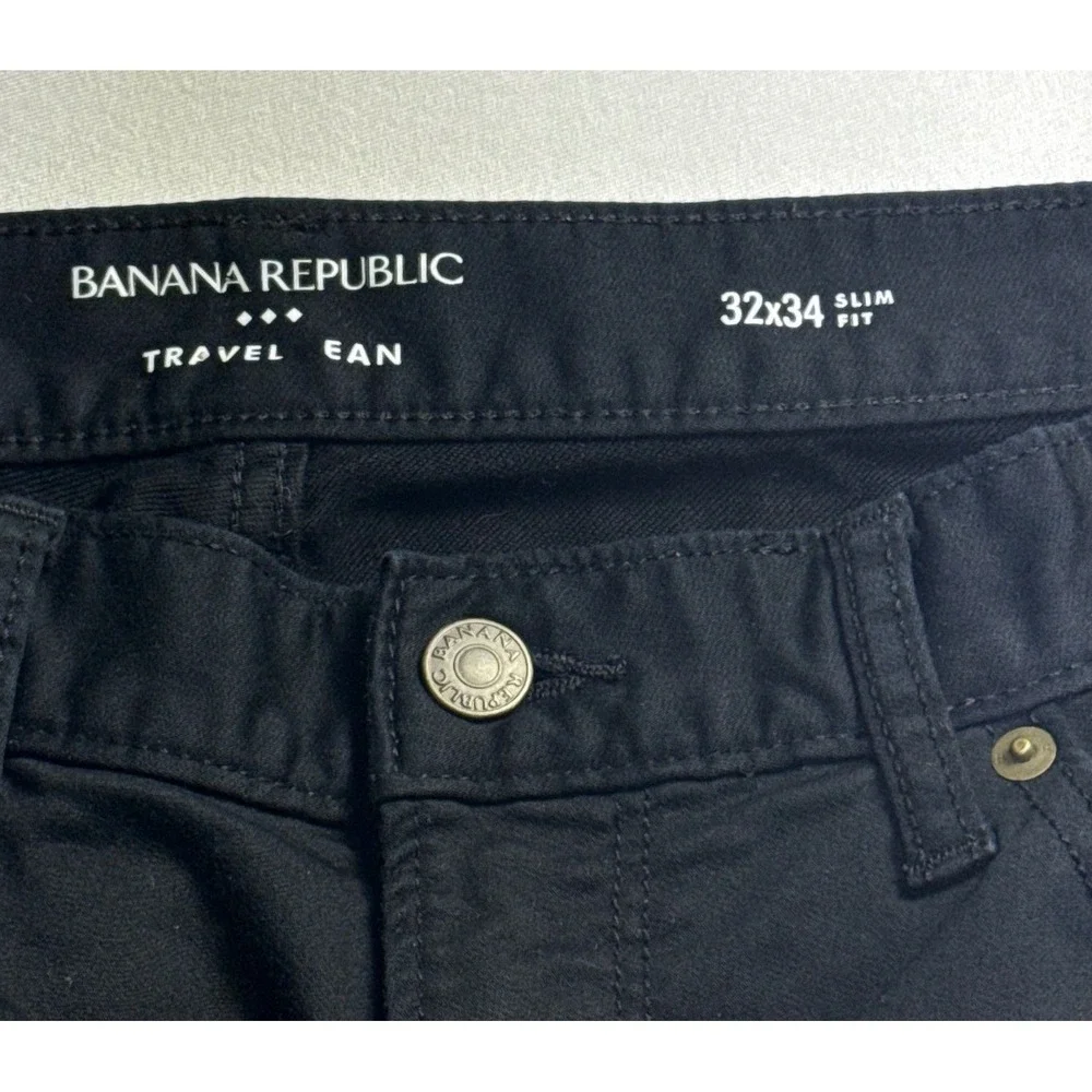 Banana Republic Travel Pant Mens 32x34 Slim Fit Black Stretch Cotton-2511